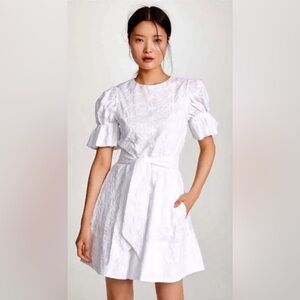 Saloni Ciara Embroidered Dress in White.